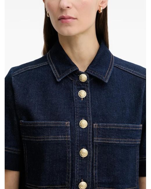 DKNY Blue Mini Shift Button Denim Dress
