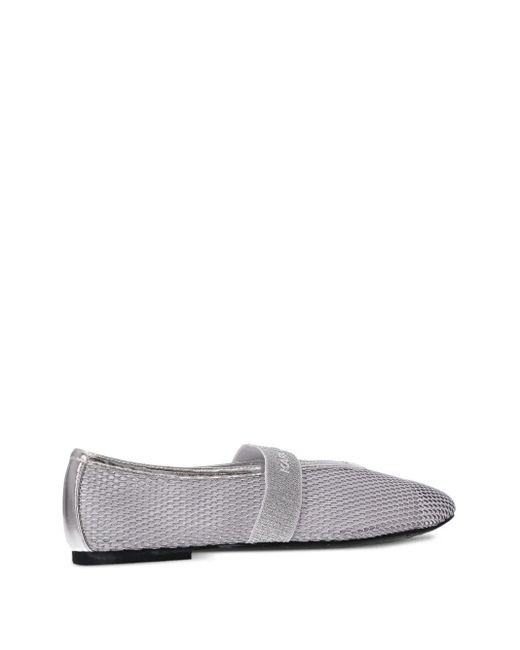 Karl Lagerfeld White Mesh Ballerina Shoes