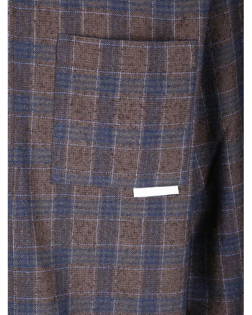 GR10K Blue Plaid Snap-Button Overshirt for men