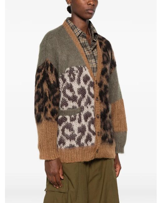 R13 Brown Leopard-Pattern Cardigan