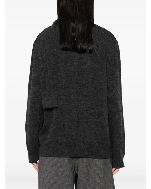 MM6 by Maison Martin Margiela Black Buttoned Tie-Neck Cardigan