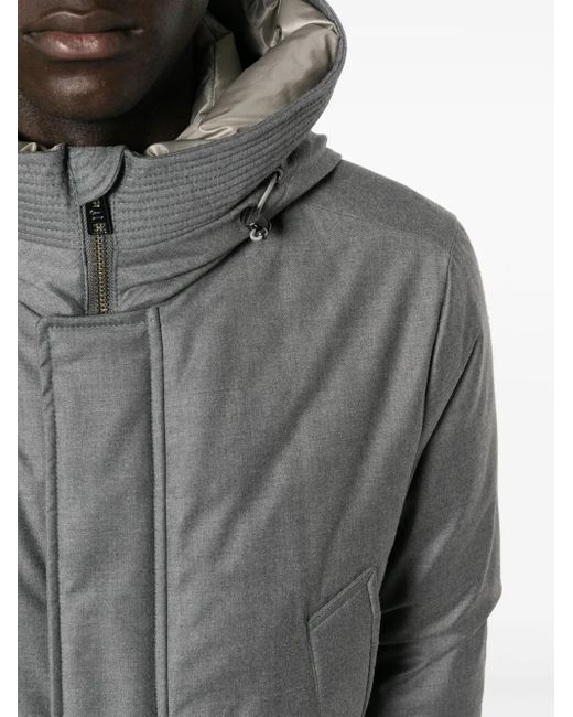 Woolrich Gray Hooded High-Neck Parka for men
