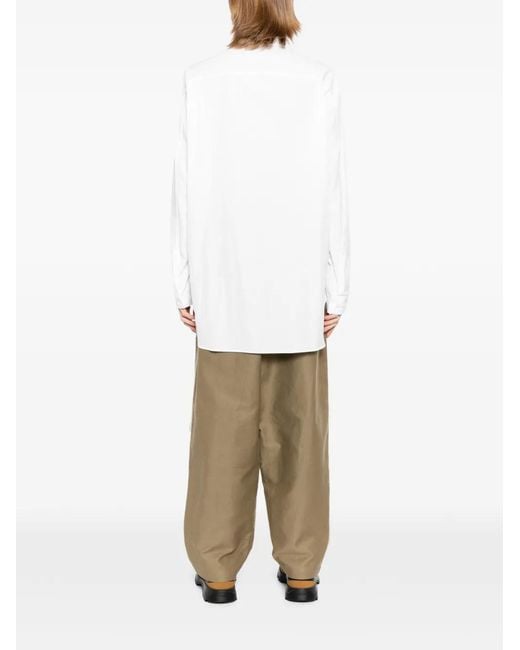 Yohji Yamamoto White Stand-Collar Long-Sleeve Shirt for men