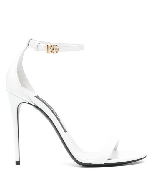 Dolce & Gabbana White 100mm Leather Sandals