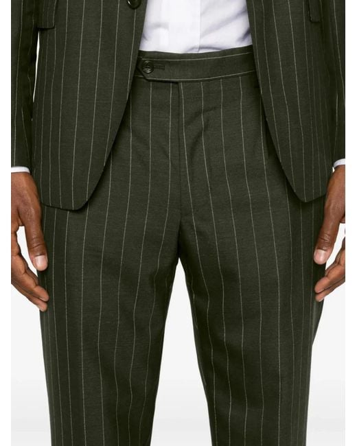 Tagliatore Green Pinstripe-Pattern Single-Breasted Suit for men