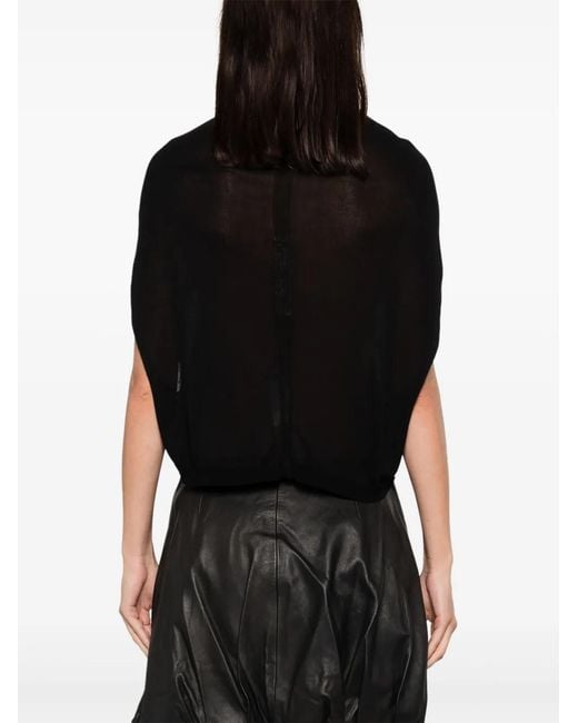 Rick Owens Black Crater Draped Crop Top