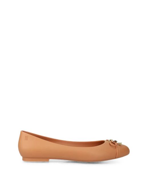 Melissa Orange Doll Bow-Detail Ballet Flats