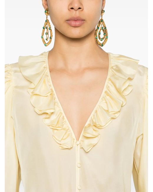 Chloé Zijden Blouse Met Ruches in het Natural