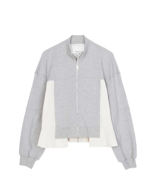 3.1 Phillip Lim White Zip-Up Panelled Sweater