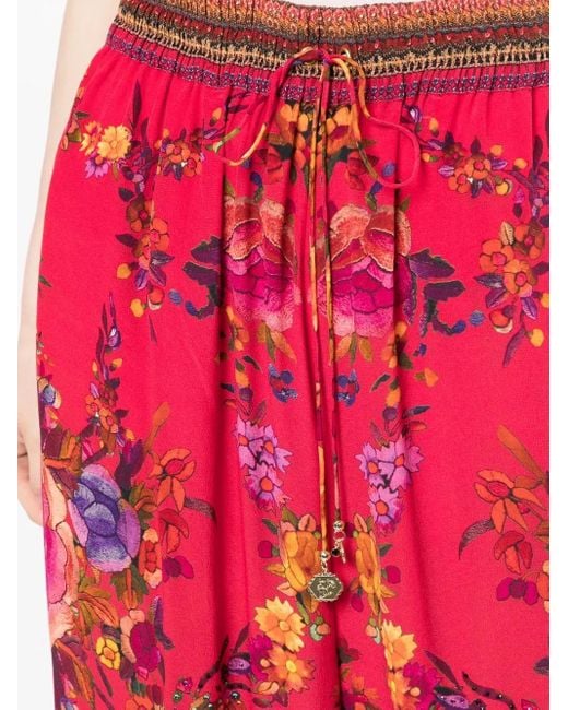 Camilla Red View From The Veil Floral-Print Silk Pants