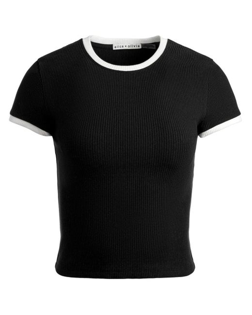 Camiseta de canalé fino Tess Alice + Olivia de color Black