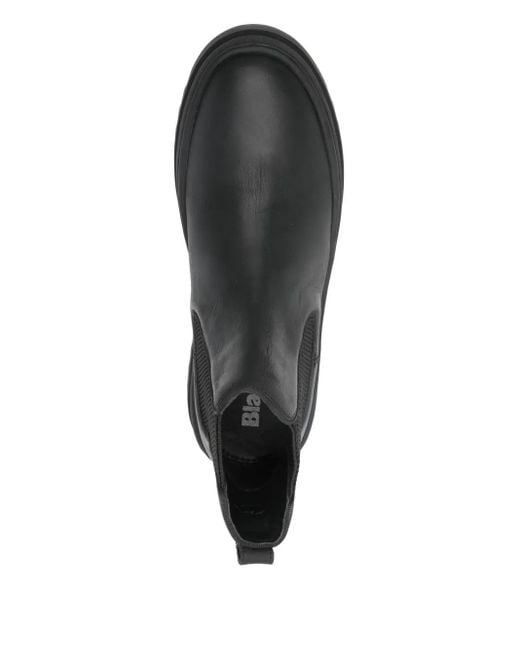 Blauer Black Leather Chelsea Boots for men