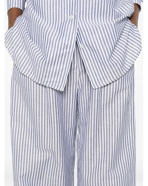 Riviera White Striped-Pattern Pants