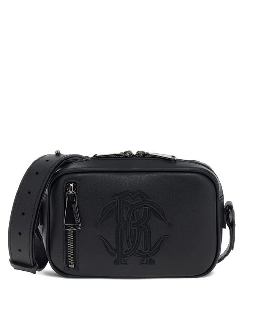 Roberto Cavalli Black Logo Messenger Bag for men