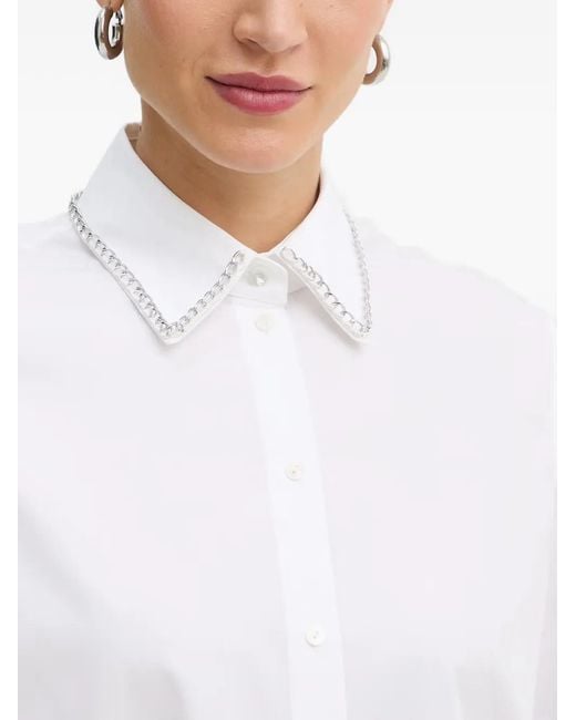 Karl Lagerfeld White Chain-Trim Shirt