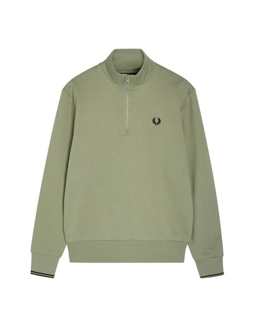 Fred Perry Green Half-Zip Sweatshirt for men
