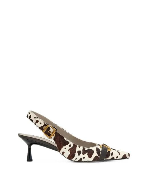AllSaints Metallic Hera Cow-Print Buckled Pumps