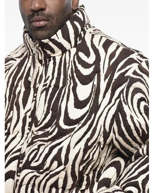 ERL Black Quilted Animal-Print Padded Jacket for men