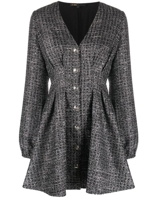 Maje Gray Metallic-threading Tweed Minidress