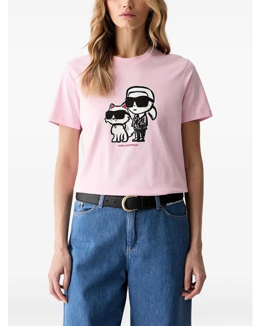 Karl Lagerfeld Blue Ikonik Graphic-Print T-Shirt
