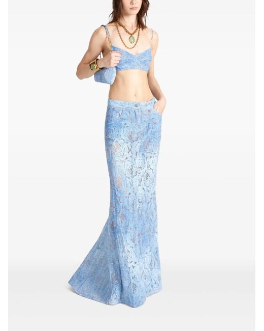 Ermanno Scervino Blue Devoré Denim Bra