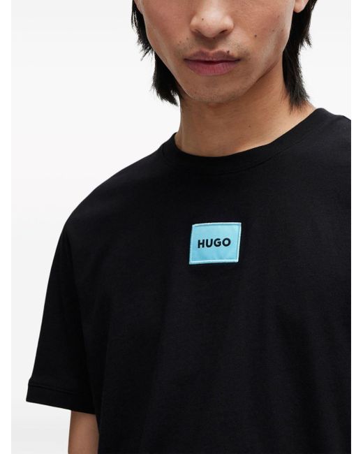 HUGO Black Diragolino Logo-appliqué T-shirt for men