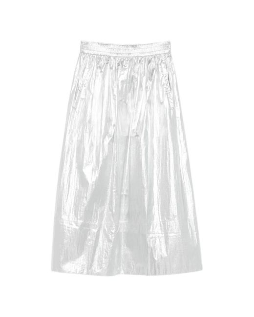 Tibi White Metallic Pull-On Skirt