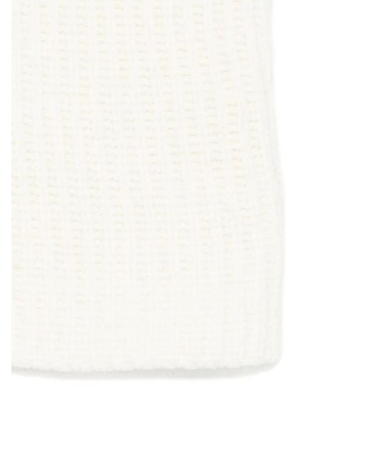 Ma'ry'ya Natural Ribbed-Knit Scarf