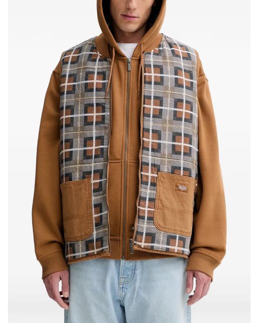 Dickies Brown X Trasher Reversible Check-Pattern Gilet for men