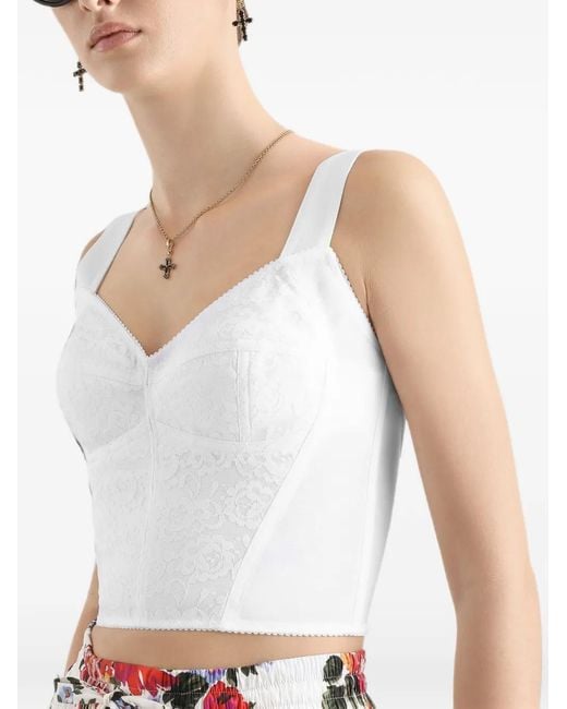 Dolce & Gabbana White Floral-Lace Top