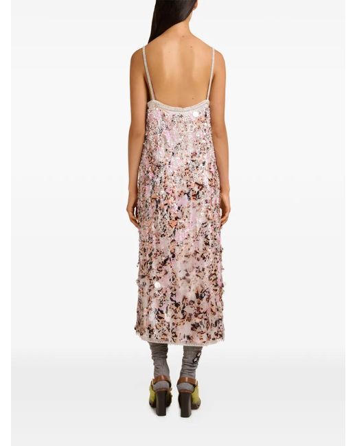 Marni Natural Robe Mi-Longue À Sequins