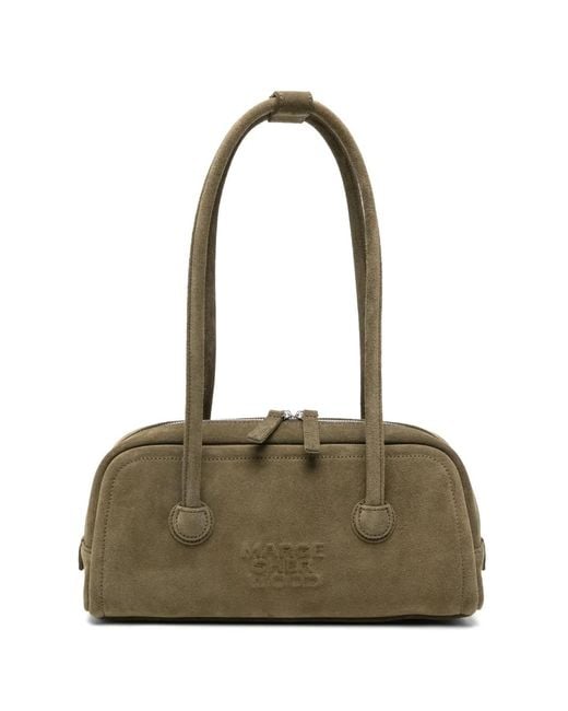 MARGE SHERWOOD Green Soft Boston Ew Suede Shoulder Bag
