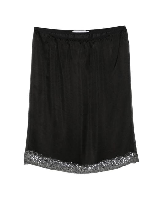 JULIE KEGELS Black Sidney Sequin-Embellished Asymmetric-Hem Skirt