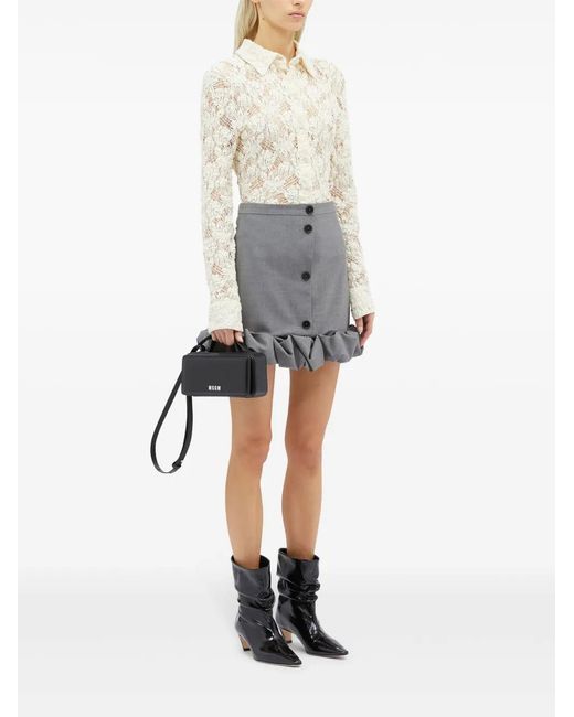 MSGM Gray Ruffled Mini Skirt