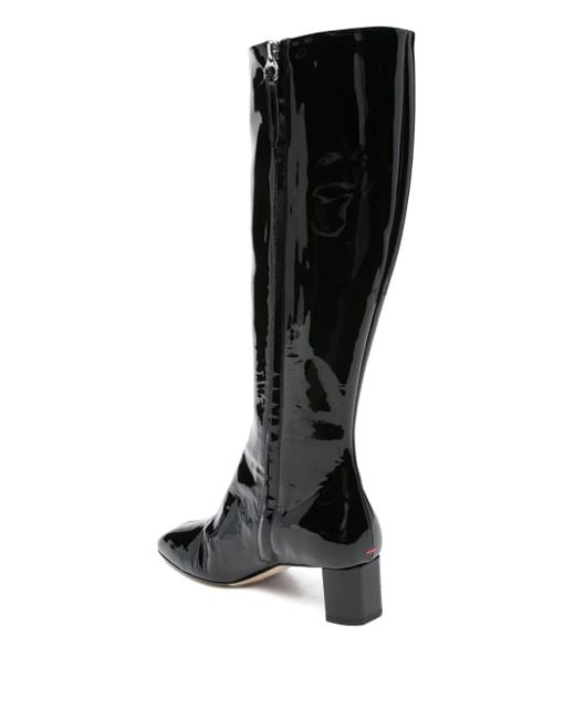 Aeyde Black 50Mm Marty Patent Calf Leather Knee-High Boots