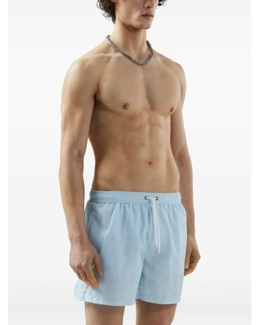 Gcds Blue Essentials Monogram Swim Shorts for men