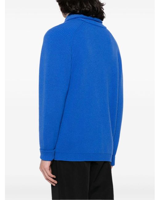 N.Peal Cashmere Blue Kensington Ribbed-knit Cardigan for men