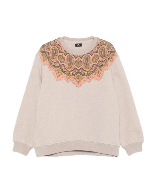 Etro Natural Paisley-Details Crew-Neck Sweatshirt