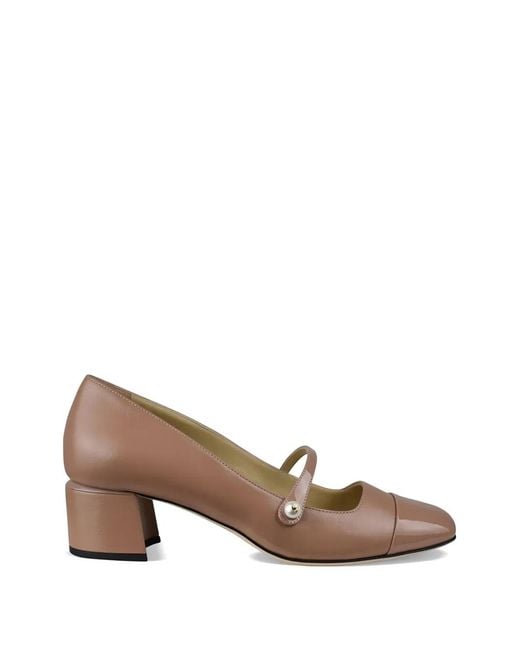 Jimmy Choo Brown Elisa Pearl Strap Pumps