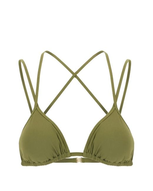 MAISON ANANA Green Cross-Strap Triangle Bikini Top