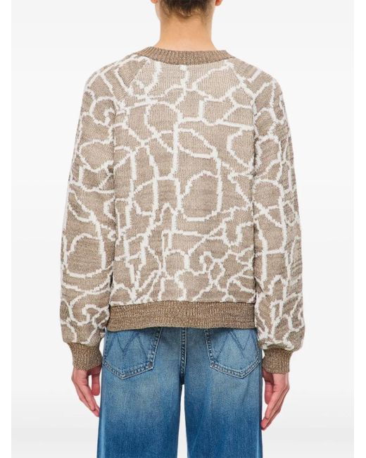 VITELLI Natural Patterned Zip-Front Cardigan