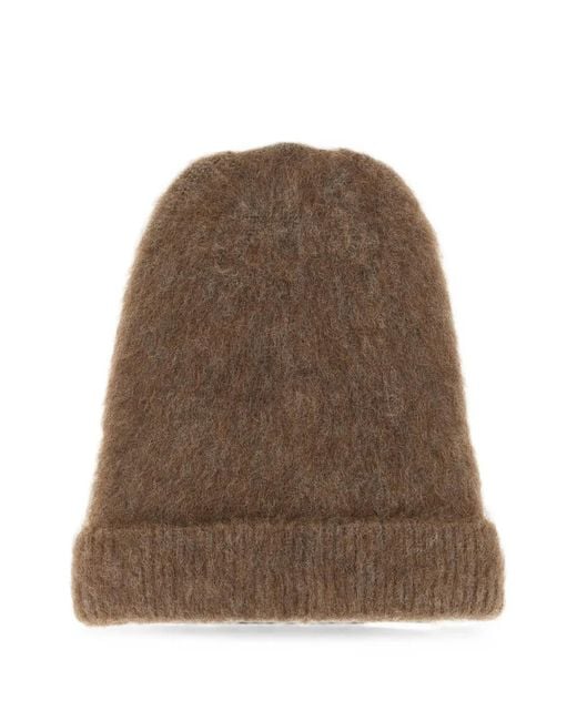 Maison Margiela Natural Four Stitches Brushed-Finish Beanie Hat for men