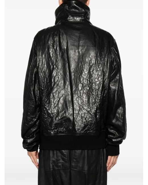 Rick Owens Black Dracuflight Leather Jacket for men