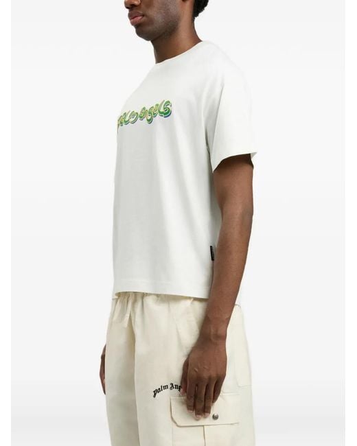 Palm Angels White Logo Graphic T-Shirt for men