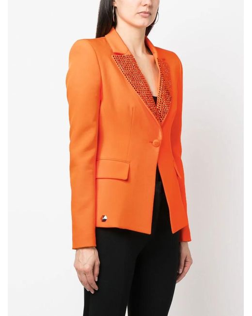 Philipp Plein Orange Fitted Single-Breasted Blazer