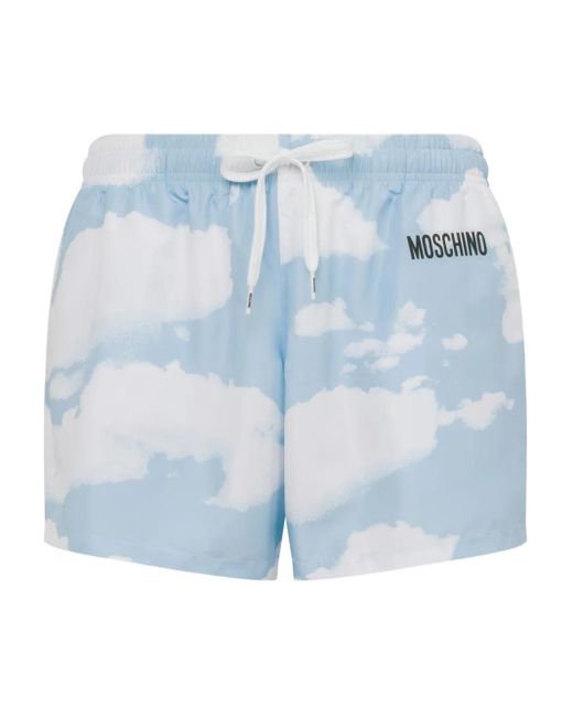 Moschino Blue Cloud-Print Swim Shorts for men