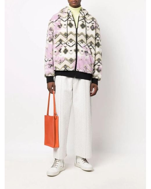 MSGM Pink Geometric Print Hooded Jacket for men
