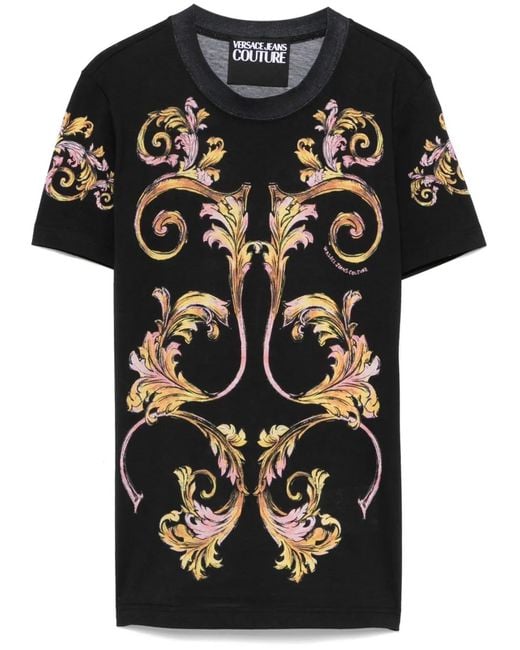 Versace Jeans Couture Black Barroco-Print T-Shirt