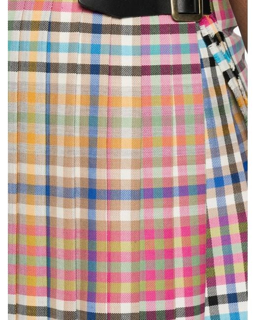 Vivienne Westwood White Plaid Skirt With Frayed Hem