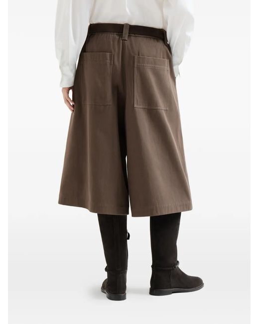 Brunello Cucinelli Brown Gabardine Long Bermuda Shorts